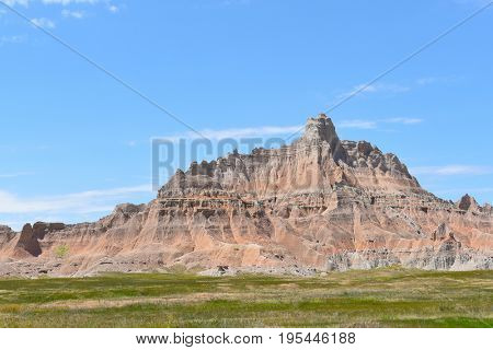 BADLANDS NATIONAL PARK, SOUTH DAKOTA - JUNE 22, 2017: Badlands National Park seen from the Ben Reifel Visitor Center, the park's main visitor center.
