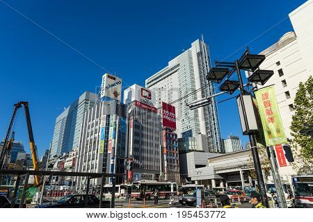 TOKYO JAPAN - January 3 2017: Shibuya It's the shopping district which surrounds Shibuya railway station. This area is known as one of the fashion centers of Japan