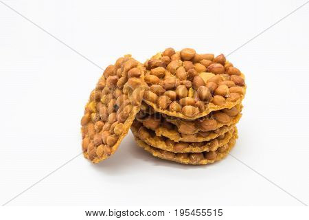 Asian homemade peanut cookie on white background