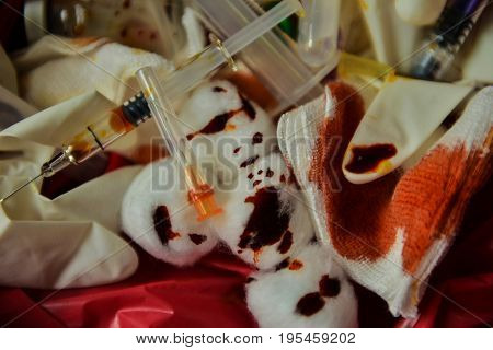 Infectious waste must be disposed of in the trash bag and red in hospital.