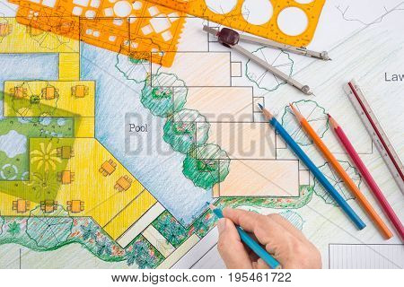 Landscape architect Design hotel resort plan meeting with client