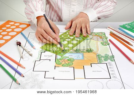 Landscape architect design backyard plan for villa