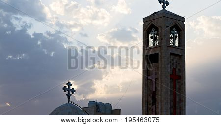 The Chatolic Church In The Light Of Cloudy Sunset