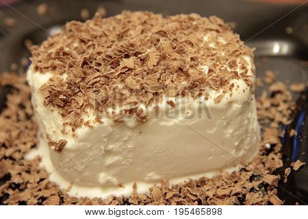 Chocolate Ice Cream And Hardered Chocolate Over