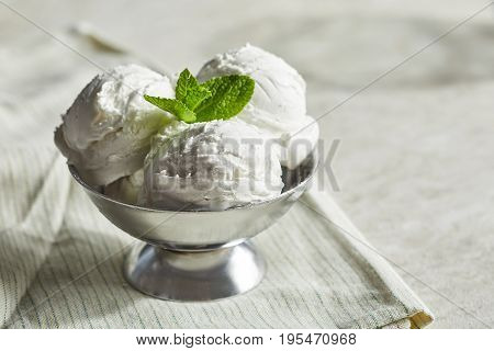Close-up view of delicious homemade ice cream