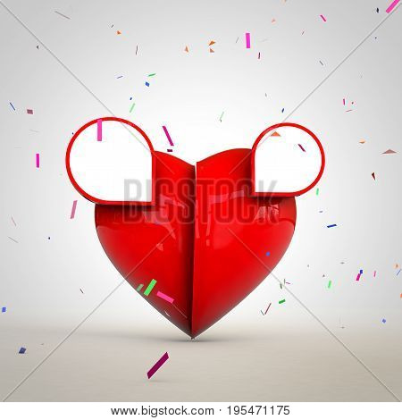 Heart For Valantine on with space for text ads and design. 3D rendering