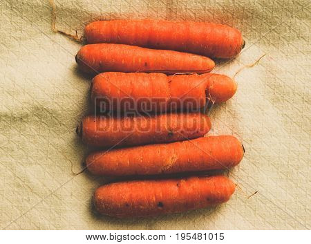 Freshly picked organic carrots from a local farmer's market.