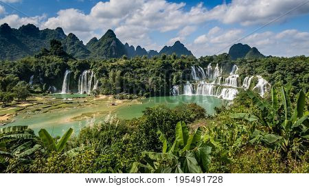 Subtropical Detian Waterfalls on the Chinese Vietnamese border