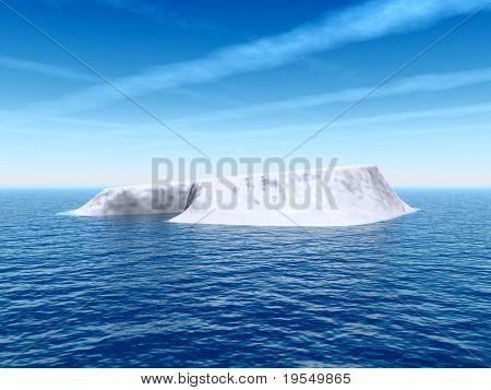 ภูเขาน้ำแข็งแอนตาร์กติกที่ใหญ่ฉากภูมิทัศน์ - 3d