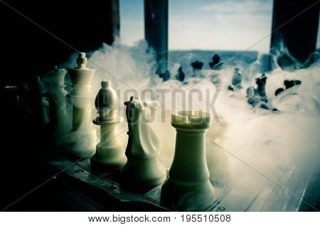 Chess Board Game Concept Of Business Ideas And Competition And Strategy Ideas Concep. Chess Figures