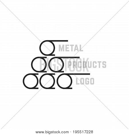 simple metal products logo. concept of reinforcement, metal-roll, metallic funnel, manufacture, steel plant. isolated on white background. flat style trend modern brand design vector illustration