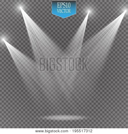 Christmas Tree made, White glitter bokeh lights and sparkles. Shining star, sun particles and sparks with lens flare effect on transparent background. Vector
