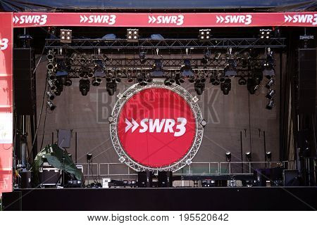 MAINZ, GERMANY - JUNE 26: An established concert stage of the SWR on the festival Mainz Johannes Night on June 26, 2017 in Mainz.
