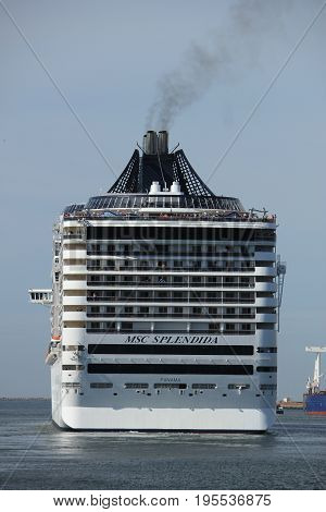 Ijmuiden The Netherlands - September 10th 2016: MSC Splendida a cruise ship owned and operated by MSC Cruises towards North Sea