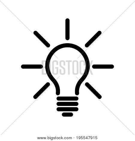 Light bulb icon. Simple black line symbol isolated on white background. Light, idea or thinking koncept. Modern vector design element.