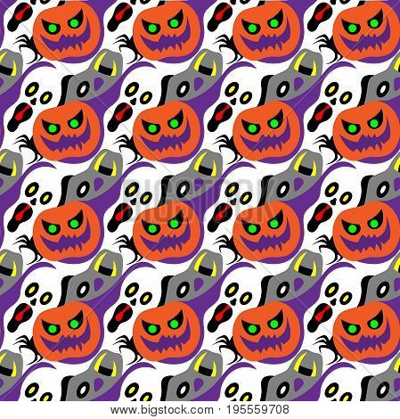 Halloween symbol design element decoration into seamless pattern for wallpaper.