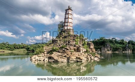 Leaning Pagoda of Chongzuo in the Zuojiang River