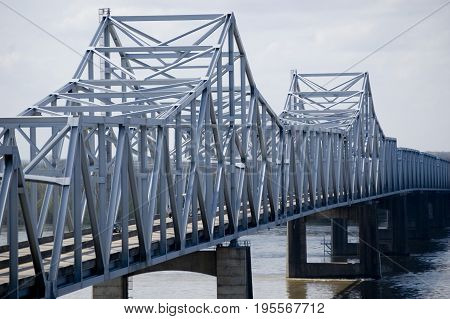 Interstate Highway 20 bridge at Vickburg, Mississippi spanning the Mississippi River.