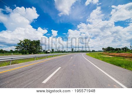 The road with the clear sky in the morning