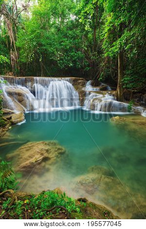 Huay Mae Kamin Waterfall In Khuean Srinagarindra National Park, Kanchanaburi, Thailand