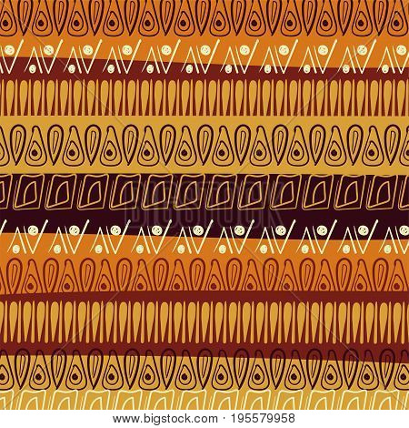 Hand-drawn abstract pattern in African style tribal background. vector