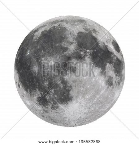 Full Moon isolated on white background. 3D render (Elements of this image furnished by NASA)
