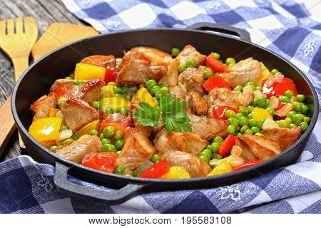 Fried Meat Chunks With Green Peas