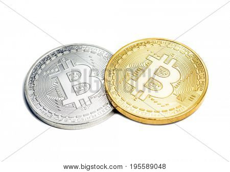 Bitcoin cypto virtual money isolated on white