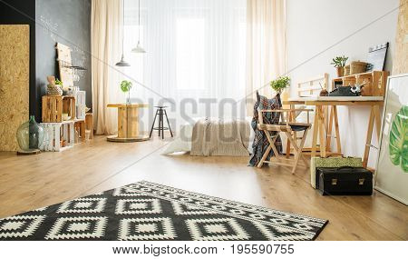 Eco Style Apartment With Wooden Furniture