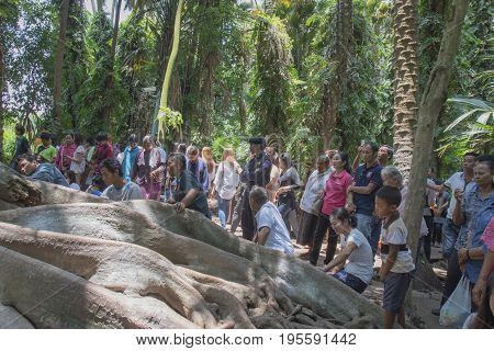 26-May-2017 Kham Chanot Udon Thani Thailand. Faith people poured daily pay homage.