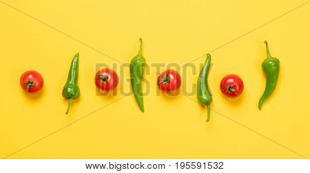 Above View At Chili Pepper And Tomatoes
