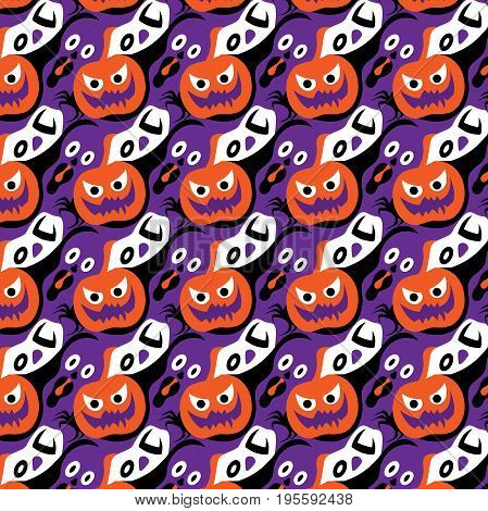 Halloween symbol design element decoration into seamless pattern for wallpaper.