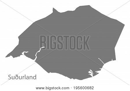 Sudurland Iceland Region Map Grey Illustration Silhouette Shape