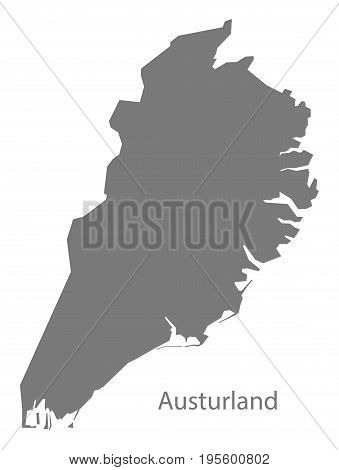 Austurland Iceland Region Map Grey Illustration Silhouette Shape