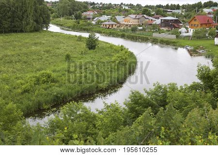 Landscape with the turn of the river Suzdal Russia
