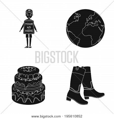 advertising, cooking and or  icon in black style.space, hippodrome icons in set collection.