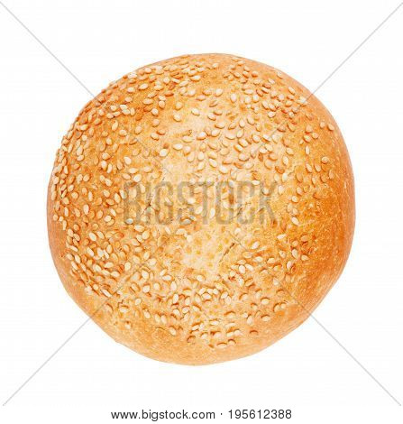 Burger bun with sesame seeds isolated on white background with clipping path