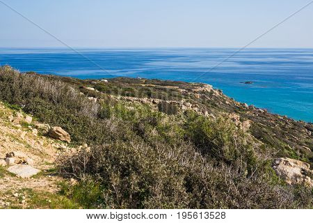 Seascape With green Hills And Indented Coastline
