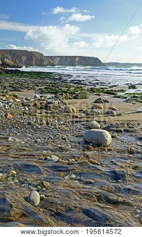 Gravel beach in Brittany France (Plage de Veryac'h)