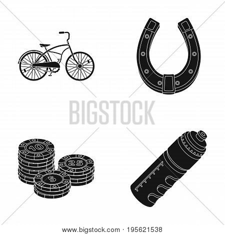Casino, racetrack and other  icon in black style.cyclist, sports icons in set collection.
