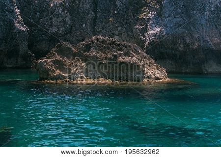 Crystalline water in the Rondinelle cave, Tremiti islands