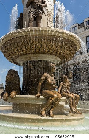 SKOPJE, REPUBLIC OF MACEDONIA - 13 MAY 2017: Philip II of Macedon Monument in Skopje, Republic of Macedonia