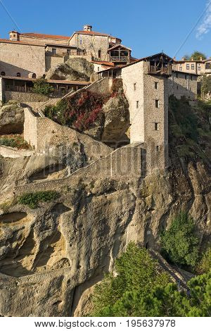 Amazing Landscape of Holy Monastery of Great Meteoron in Meteora, Thessaly, Greece