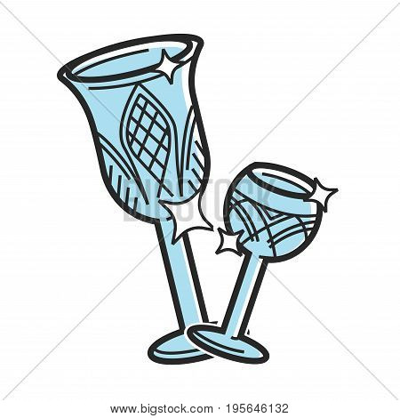 Bohemian glass symbol of Czech Republic for travel destination and famous tourist landmark attraction. Bohemia crystal glassware vector isolated outline icon
