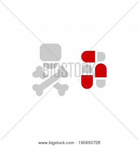 Dangerous pills vector icon. Eps 10. Poisoned Pills with toxin. Dangerous drug. Solid flat icon.