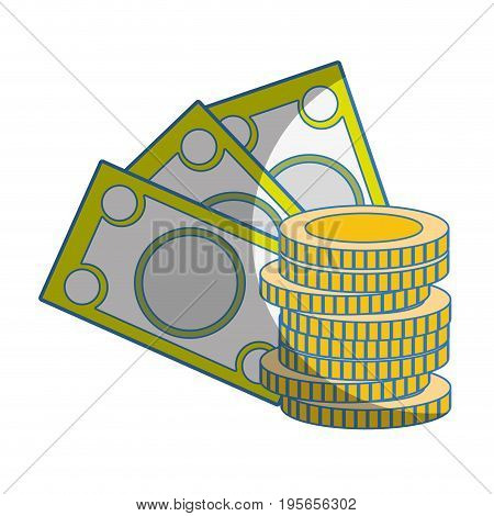 bills and coins cash moey currency vector illustration