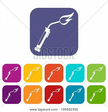 Welding torch icons set vector illustration in flat style In colors red, blue, green and other