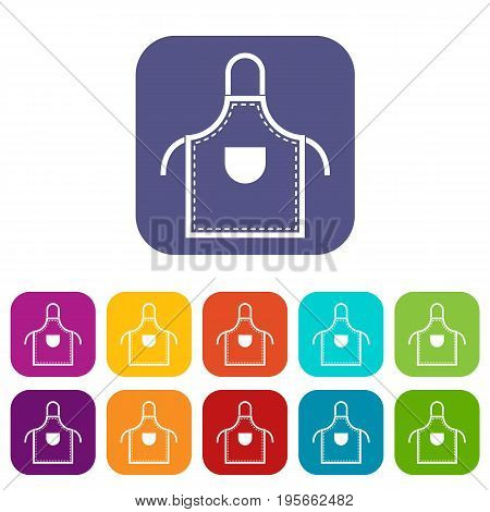 Welding apron icons set vector illustration in flat style In colors red, blue, green and other