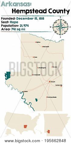 Large and detailed map of Arkansas - Hempstead county