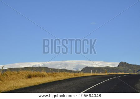 Road in Iceland on a beautiful day in iceland